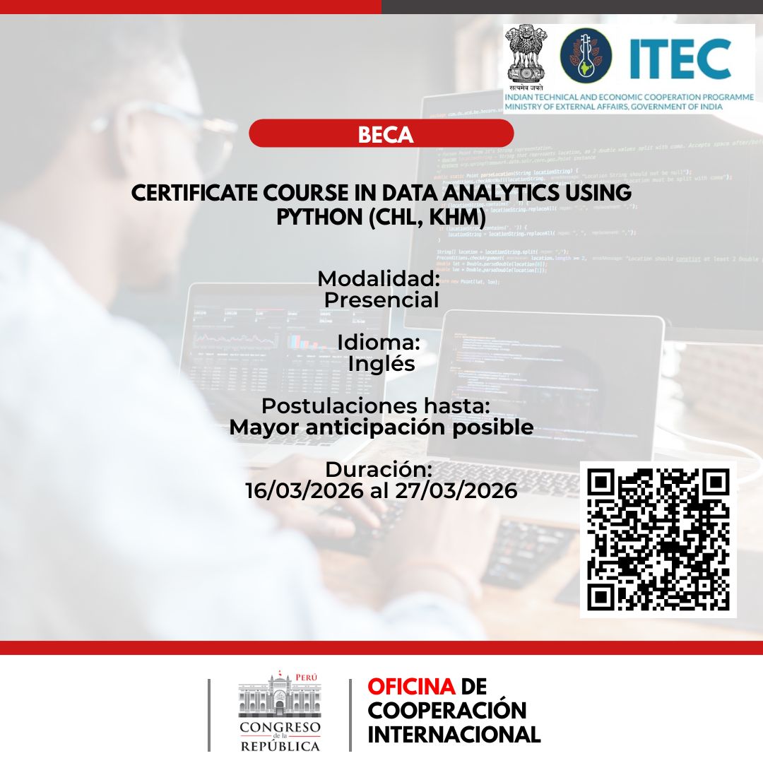 Imagen y enlace al curso CERTIFICATE COURSE IN DATA ANALYTICS USING PYTHON (CHL, KHM)