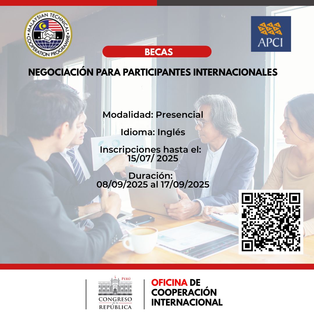 Imagen y enlace con el detalle de la beca negociación para participantes internacionales
