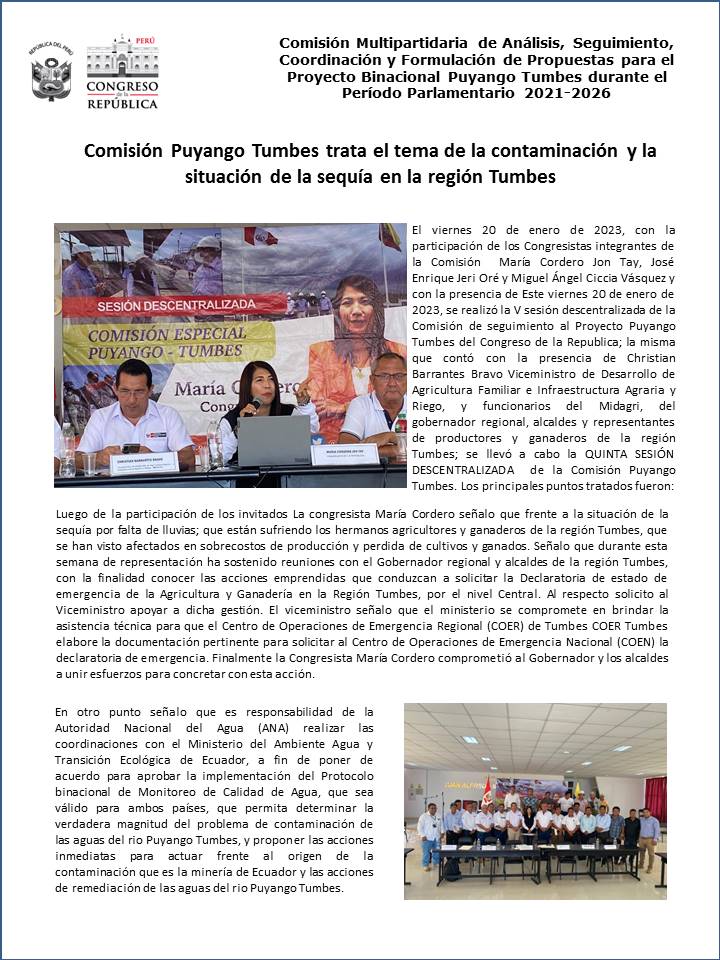 Quinta Sesión Descentralizada 20.01.2023