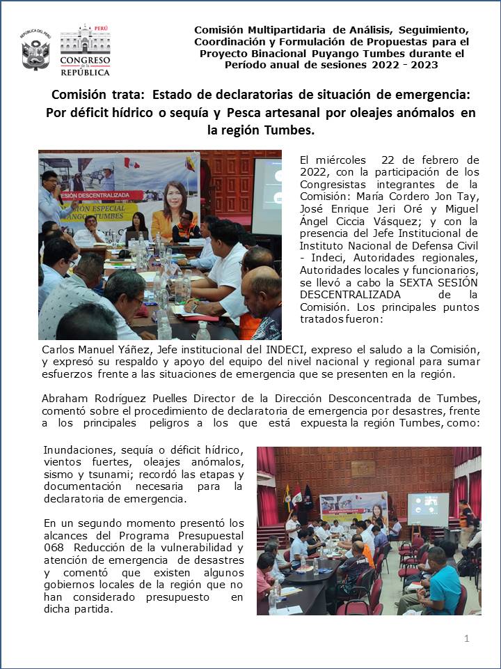 Sexta Sesión Descentralizada 22.02.2023